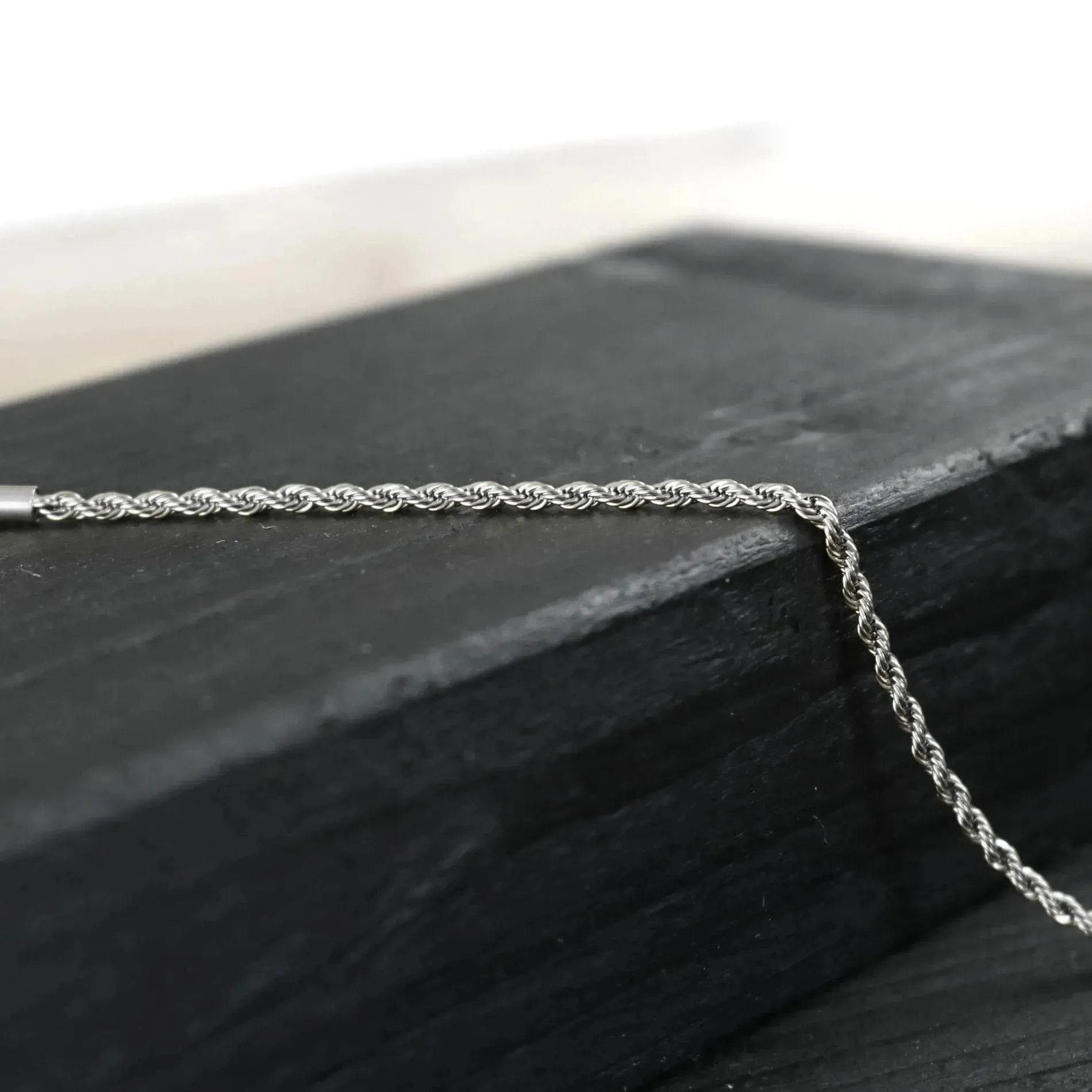 Passion Waterproof 2mm Rope Necklace 40cm Silver Plating