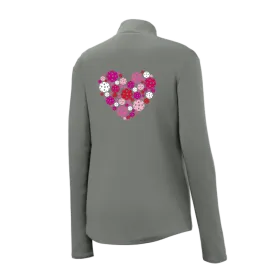 Pickleball Heart | Women's 1/4 Zip Pullover Athletic Shirt | 100% Polyester