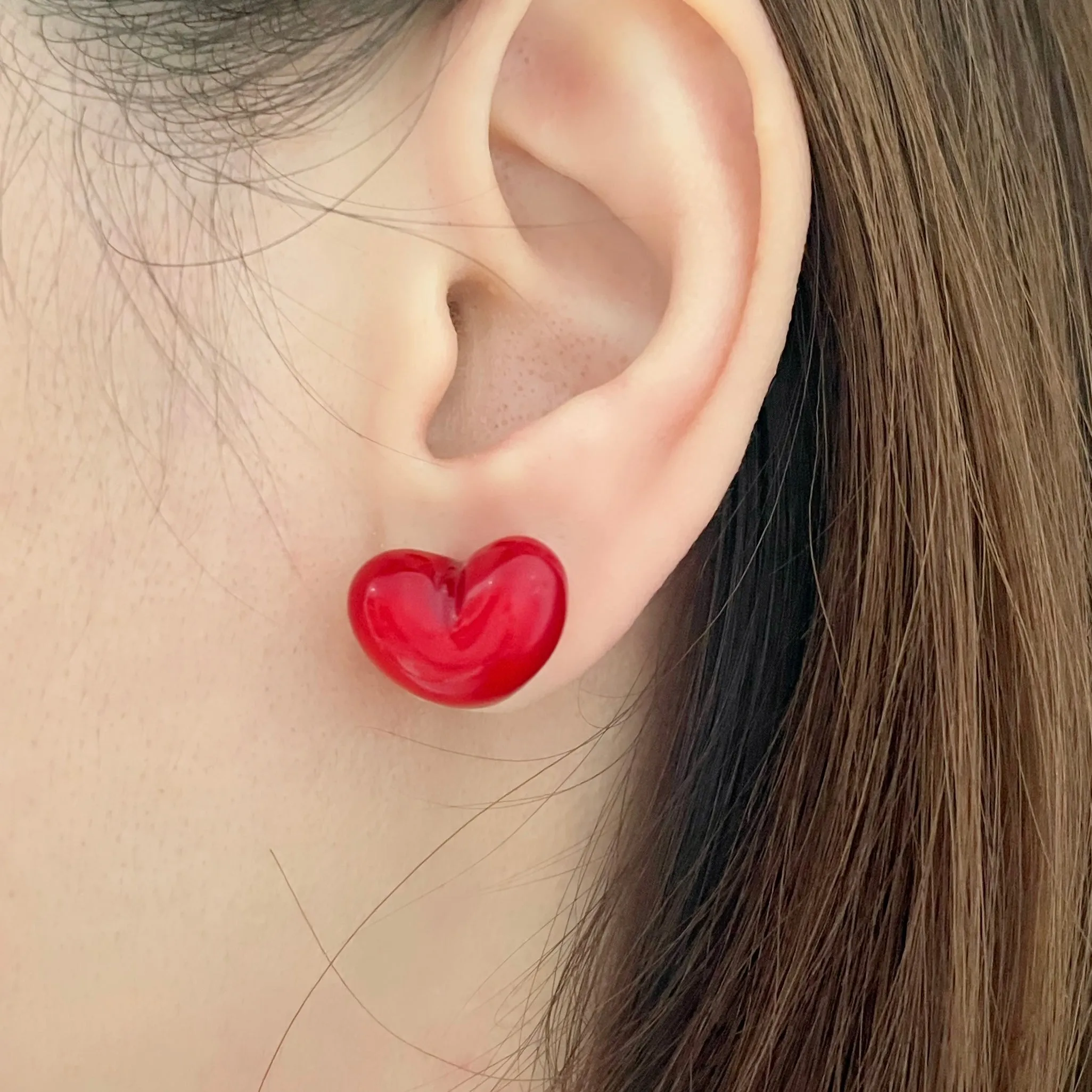 Red Blooming Heart Earrings