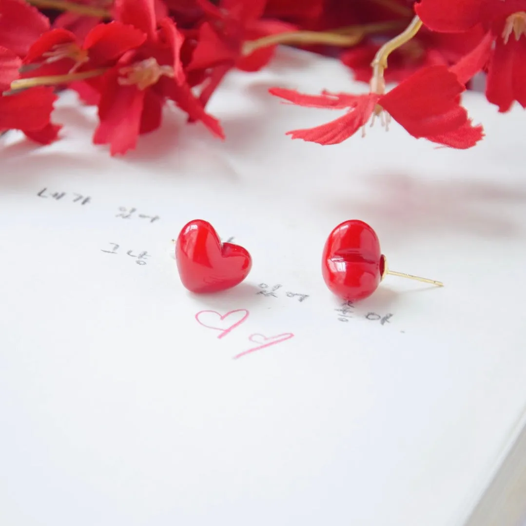 Red Blooming Heart Earrings
