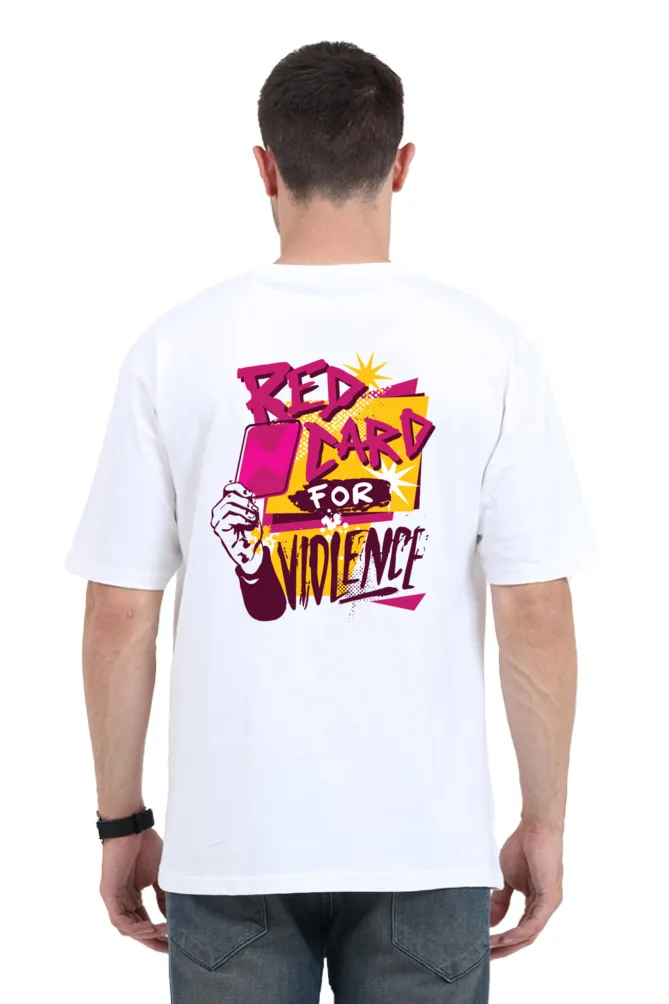 Red Card Soccer White Printed Oversized T-shirt for Men