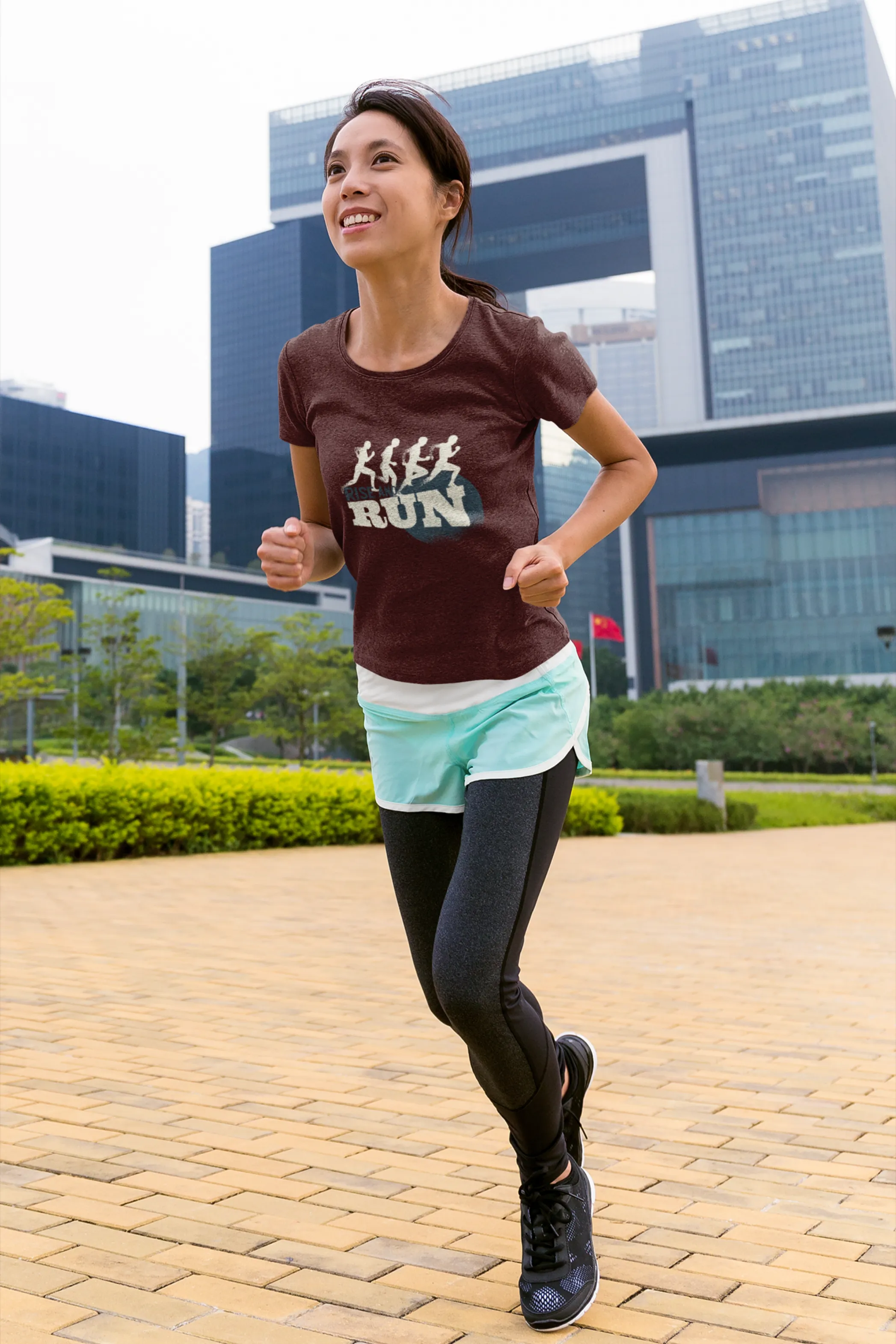 Rise And Run Printed Scoop Neck T-shirt for women