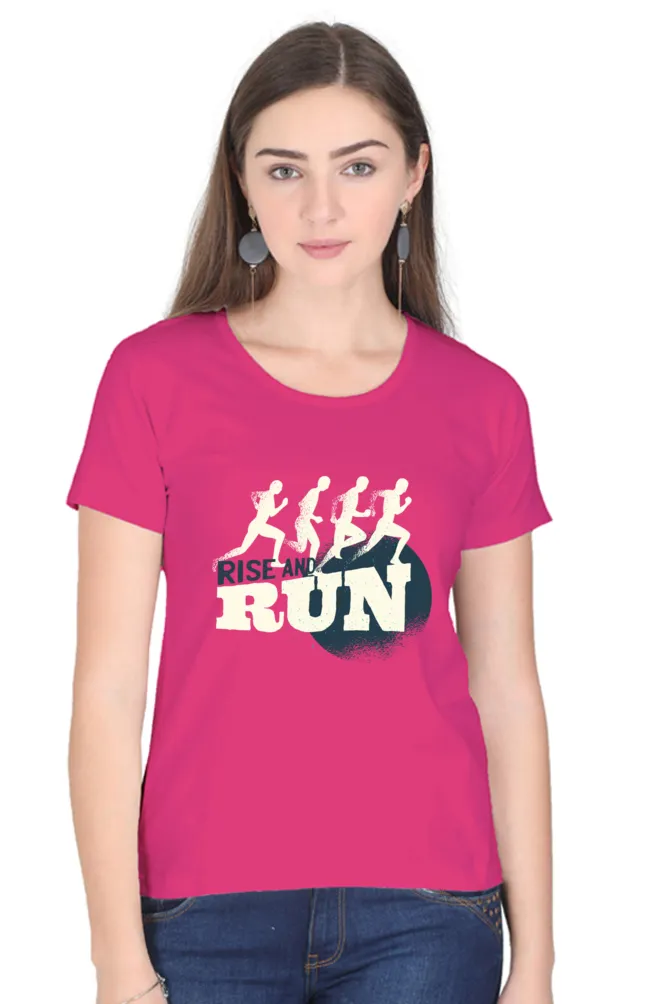 Rise And Run Printed Scoop Neck T-shirt for women