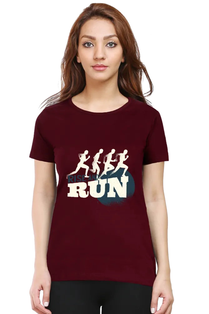 Rise And Run Printed Scoop Neck T-shirt for women