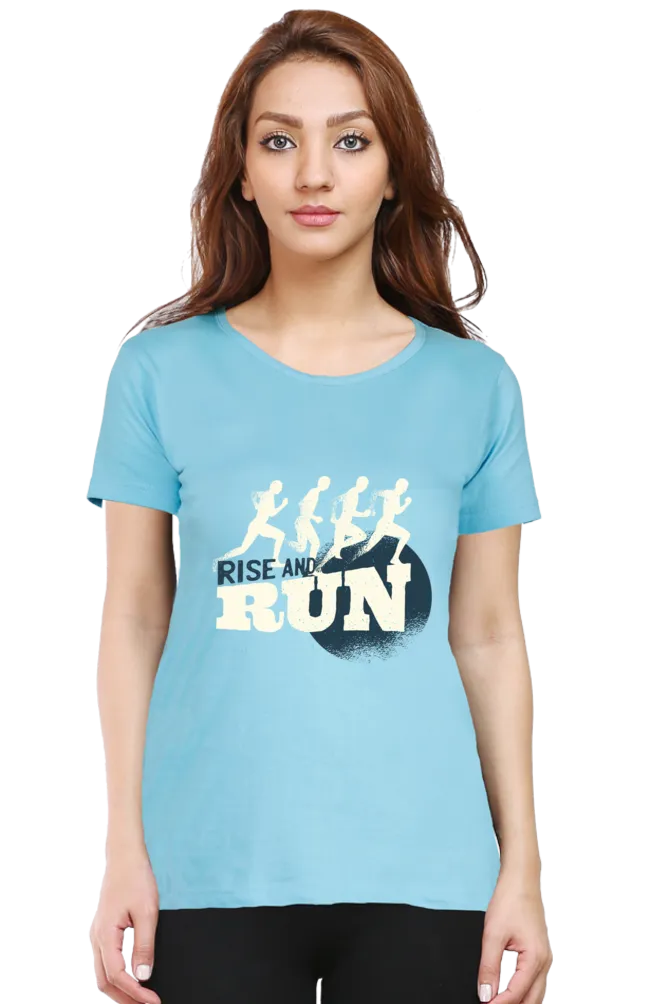 Rise And Run Printed Scoop Neck T-shirt for women