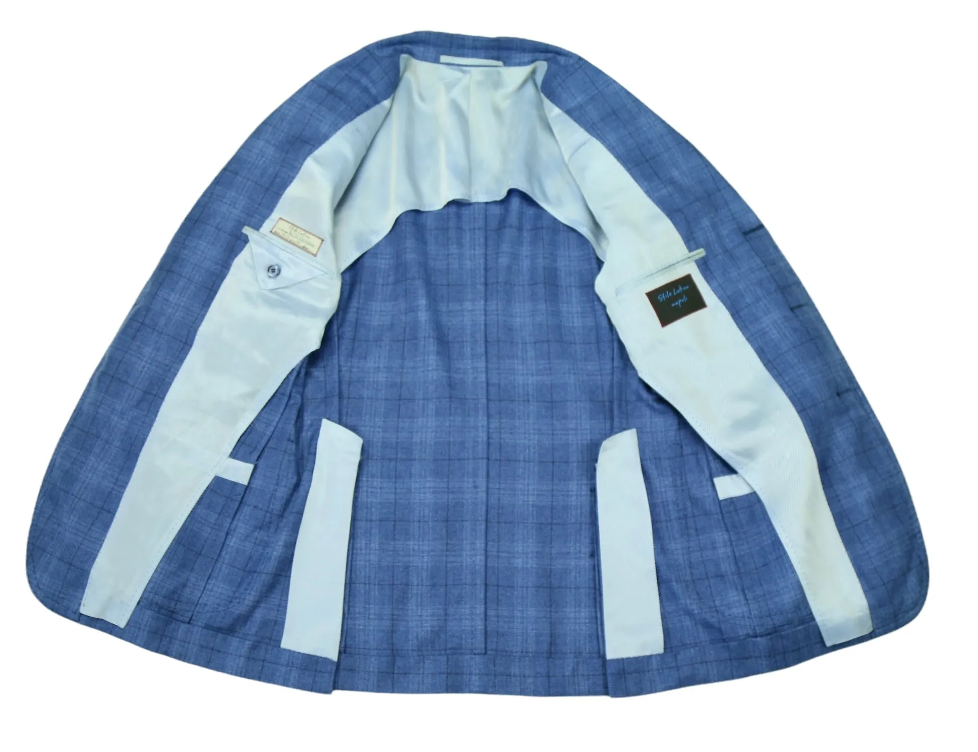 Stile Latino - Blue Checked Silk/Cashmere Sports Jacket 44