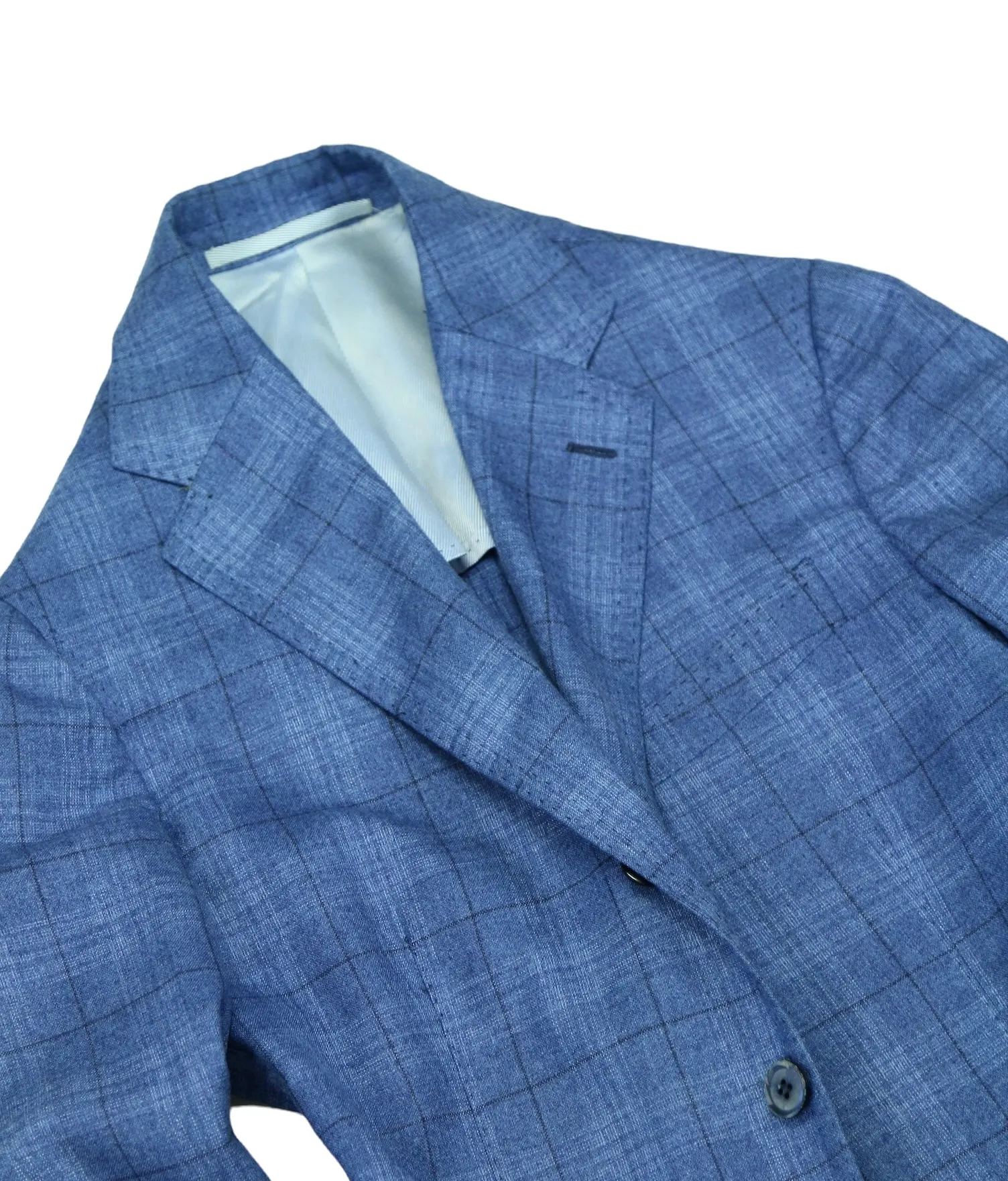 Stile Latino - Blue Checked Silk/Cashmere Sports Jacket 44