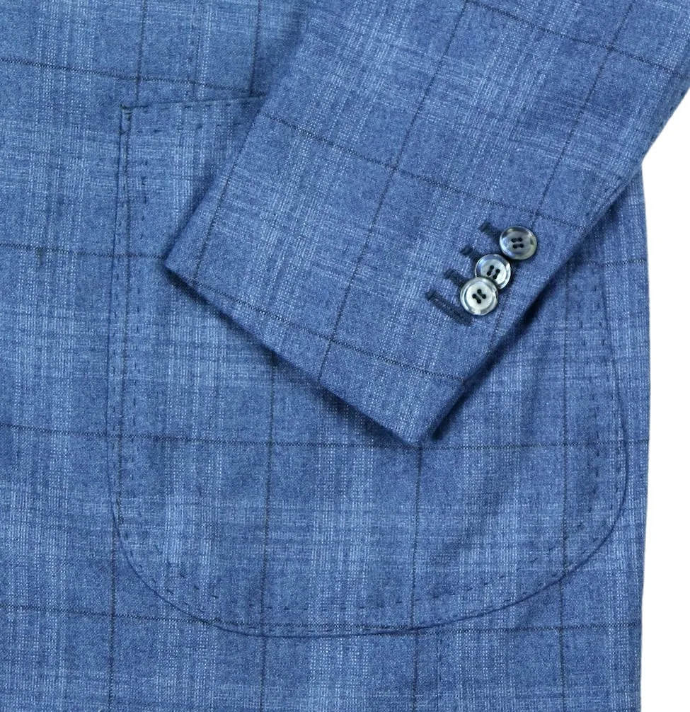 Stile Latino - Blue Checked Silk/Cashmere Sports Jacket 44