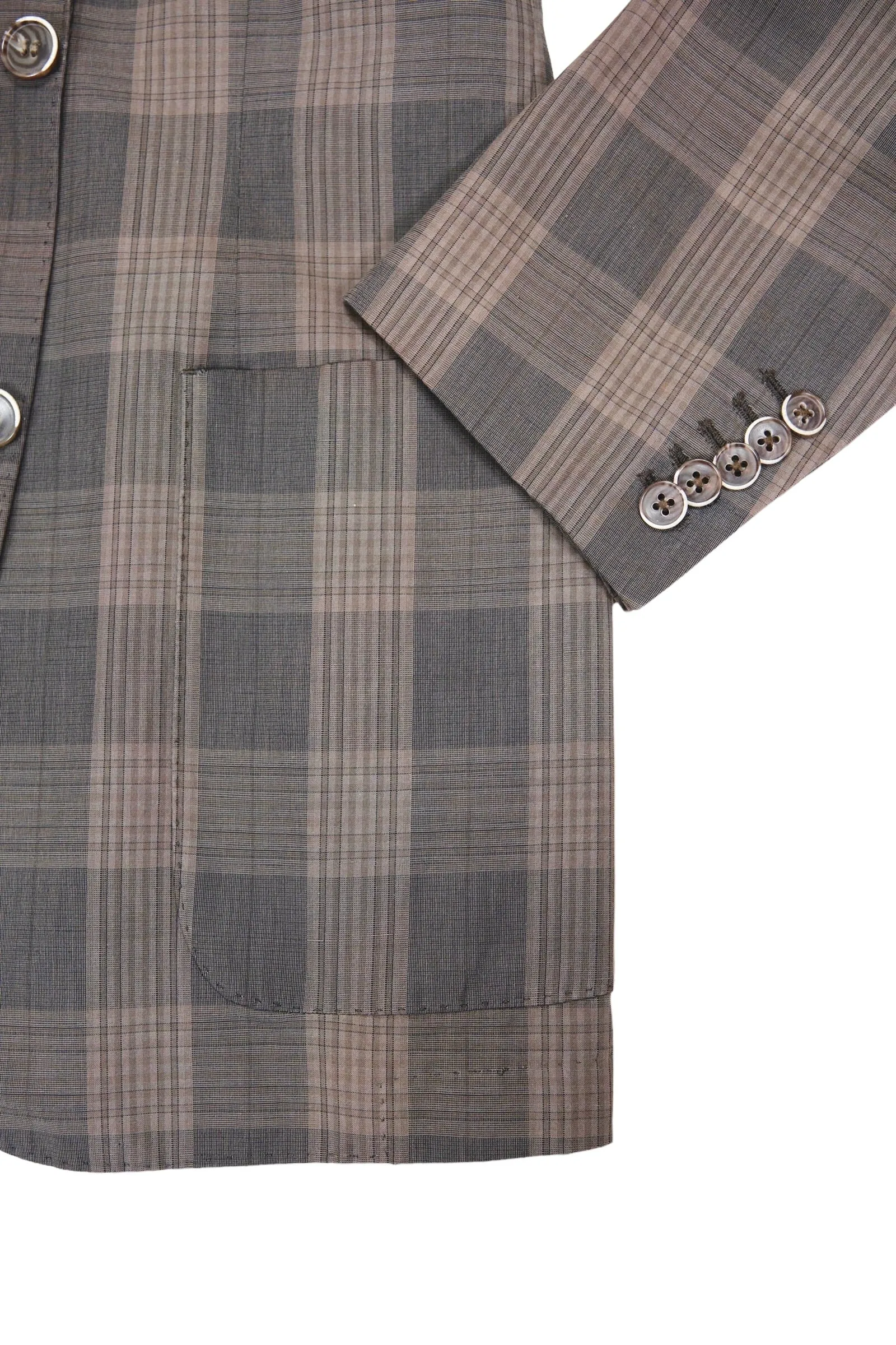 Suitsupply - Brown Checked  Linen/Cotton Sports Jacket 48