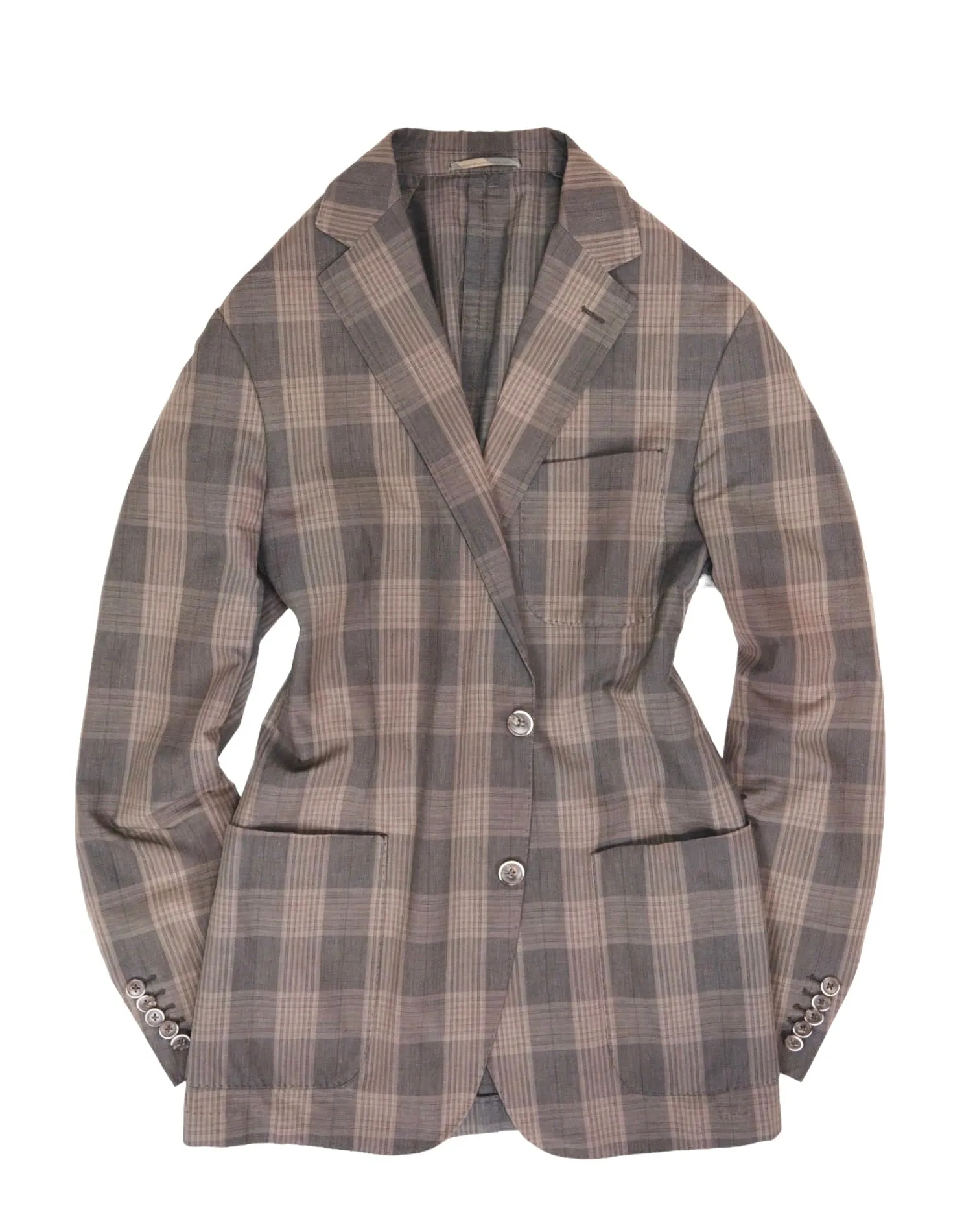 Suitsupply - Brown Checked  Linen/Cotton Sports Jacket 48